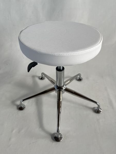 Pulsar Beyaz Deri Amortisörlü Tekerleksiz Tabure