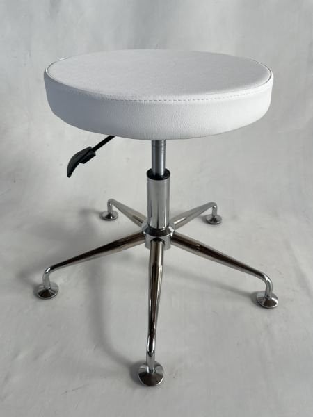 Pulsar Beyaz Deri Amortisörlü Tekerleksiz Tabure