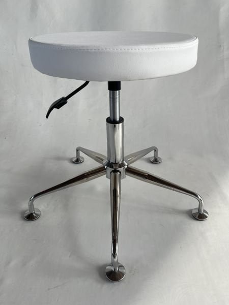 Pulsar Beyaz Deri Amortisörlü Tekerleksiz Tabure