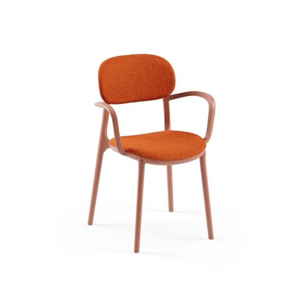 Terrakota Renk Plastik Turuncu Kumaş Kollu Otel Sandalyesi