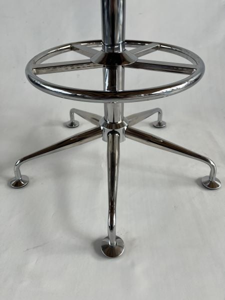 Yükseklik Ayarlı Metal Krom Ayak Beyaz Deri Yüksek Tabure