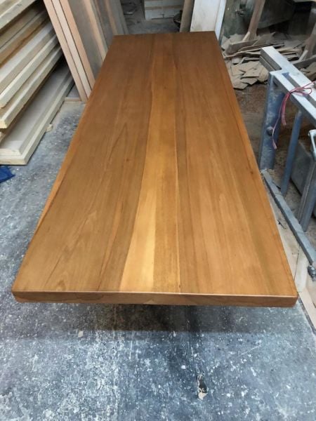 Doğal Kütük Tezgah ve Masa Üstü İmalatı - 200x70 cm Kayın Ağacı, Açık Ceviz Rengi, 5 cm Kalınlık | Mutfak, Salon, Kafe, Restoran, Otel Masa Üstü