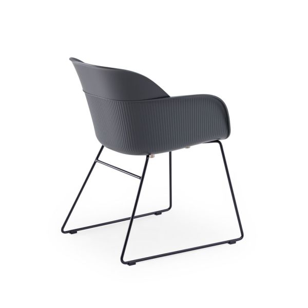 Metal Antrasit Fırın Boyalı Ayak Polipropilen Plastik Modern Antrasit Gri Ofis Lobi Sandalyesi