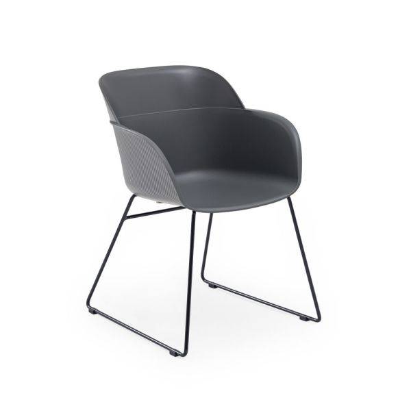 Metal Antrasit Fırın Boyalı Ayak Polipropilen Plastik Modern Antrasit Gri Ofis Lobi Sandalyesi