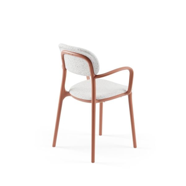 Kiremit Renk Kollu Mutfak Sandalyesi Kumaşlı Modern