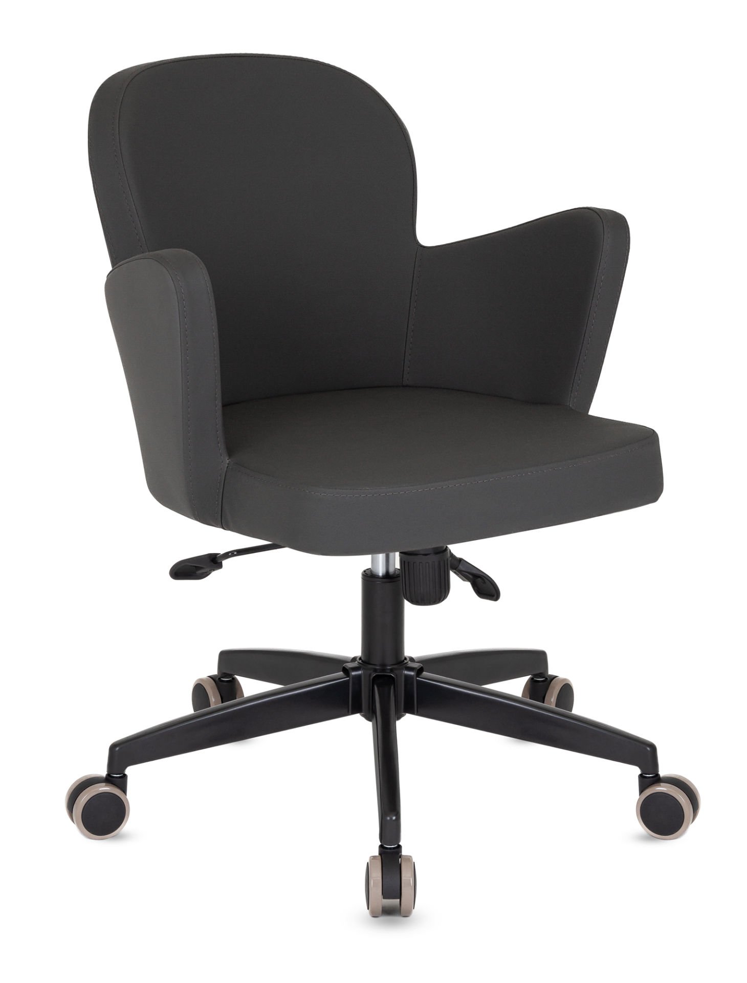 Flower Antrasit Deri Ofis Personel Çalışma Koltuğu Ergonomik ve Şık Ofis Sandalyesi  Sekreter ve Ev Ofis için İdeal Çalışma Koltuğu