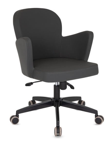 Flower Antrasit Deri Ofis Personel Çalışma Koltuğu Ergonomik ve Şık Ofis Sandalyesi  Sekreter ve Ev Ofis için İdeal Çalışma Koltuğu