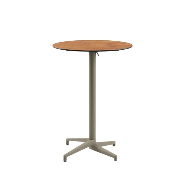 Paslanmaz Compact Bistro Katlanır Mutfak Bar Masası - 70 cm Yuvarlak, Ahşap Laminat Desenli, İç & Dış Mekan Kullanıma Uygun