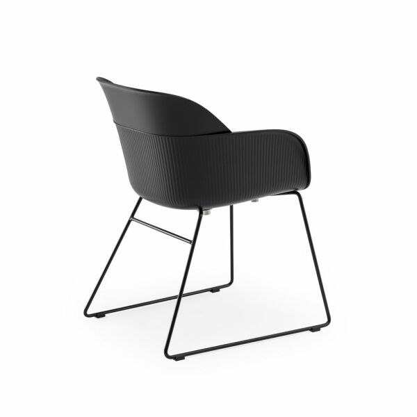 Metal Siyah Fırın Boyalı Ayak Polipropilen Plastik Modern Siyah Ofis Lobi Sandalyesi