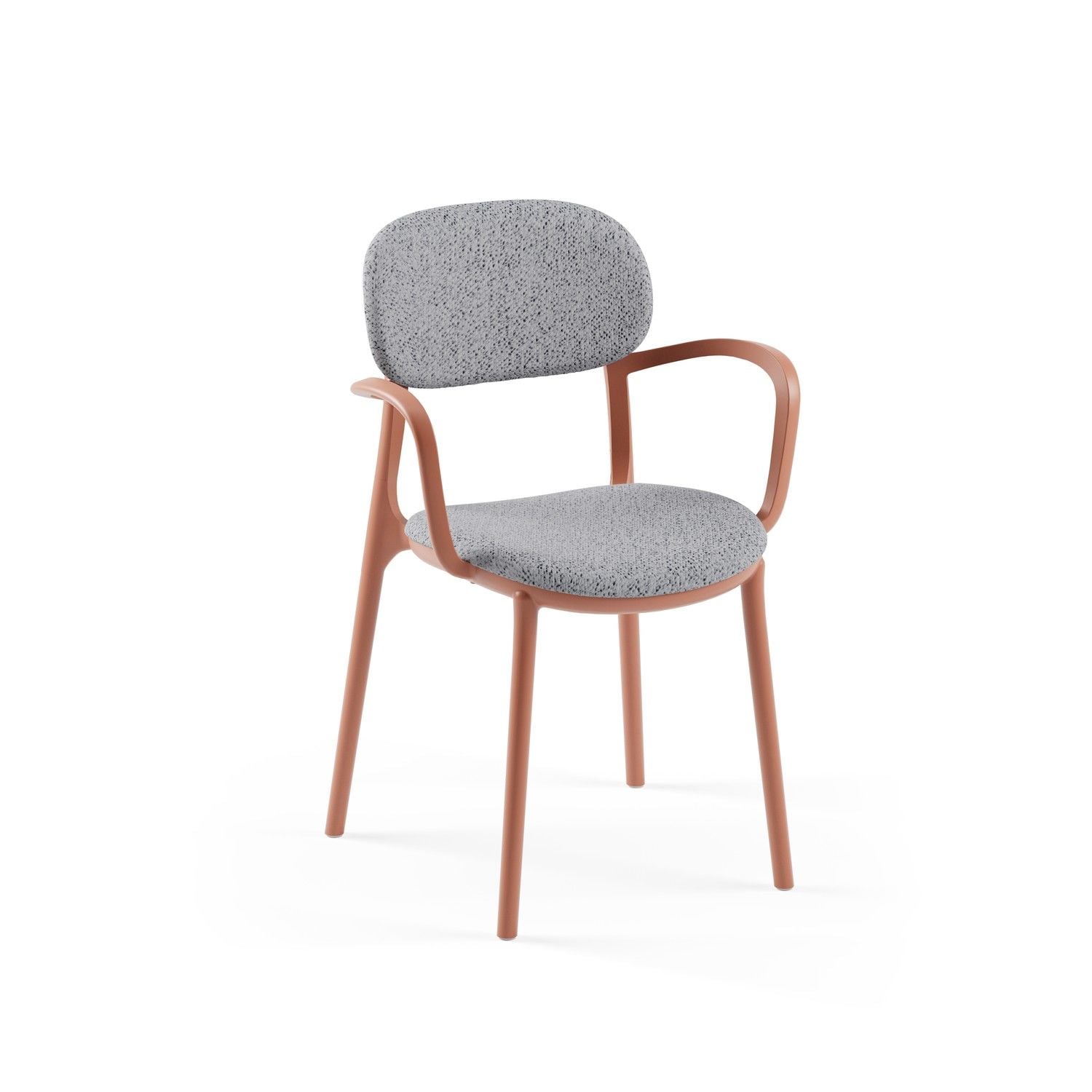 Kollu Kafe Sandalyesi Kumaşlı Kiremit Renk Modern