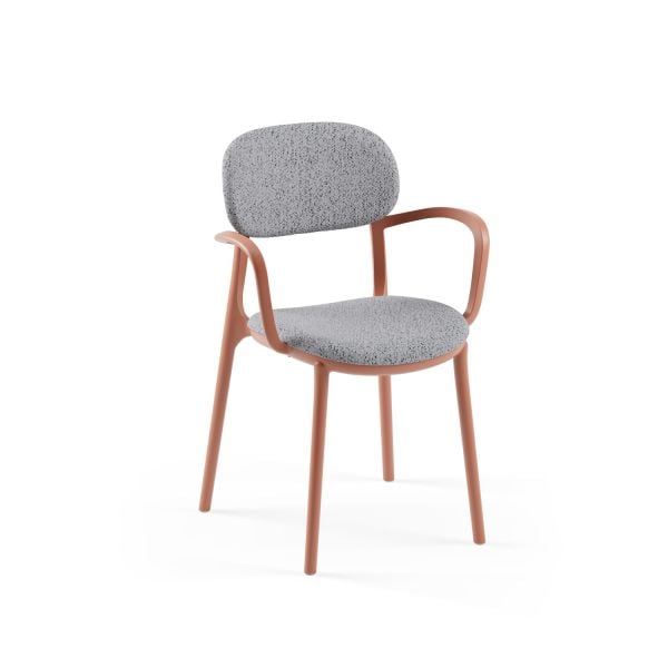 Kollu Kafe Sandalyesi Kumaşlı Kiremit Renk Modern