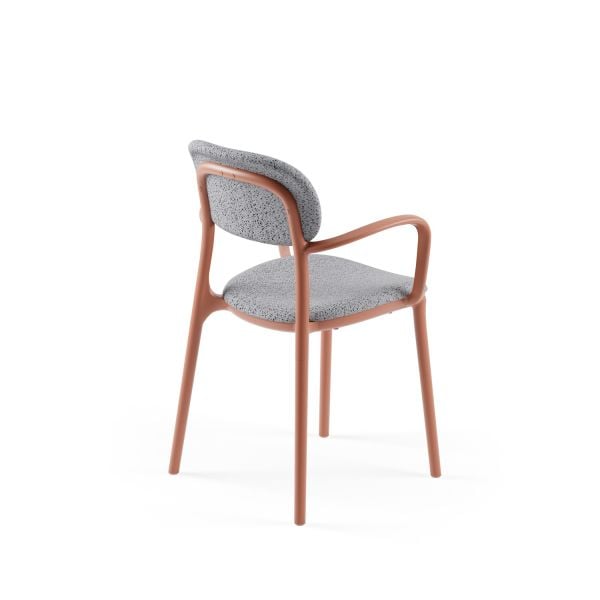 Kollu Kafe Sandalyesi Kumaşlı Kiremit Renk Modern