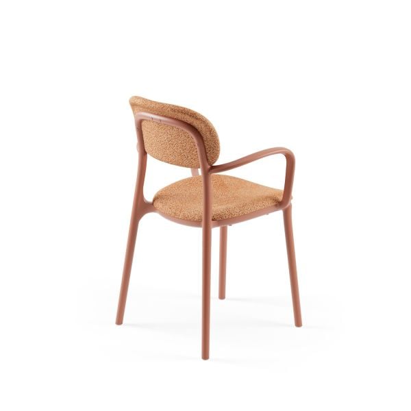 Kollu Mutfak Sandalyesi Kumaşlı Kiremit Renk Modern