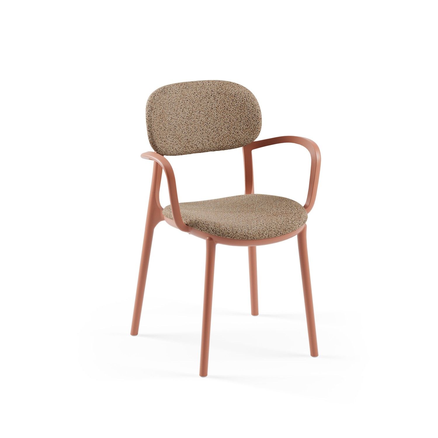 Kollu Kafe Sandalyesi Kumaşlı Kiremit Renk Modern