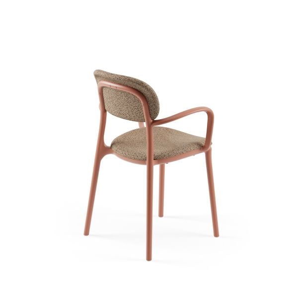 Kollu Kafe Sandalyesi Kumaşlı Kiremit Renk Modern