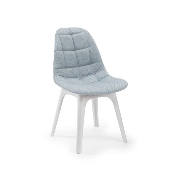 Poliproplen Plastik Beyaz Ayak Ortopedik Oturumlu Buz Mavi Kumaş Hafif Mutfak Sandalyesi