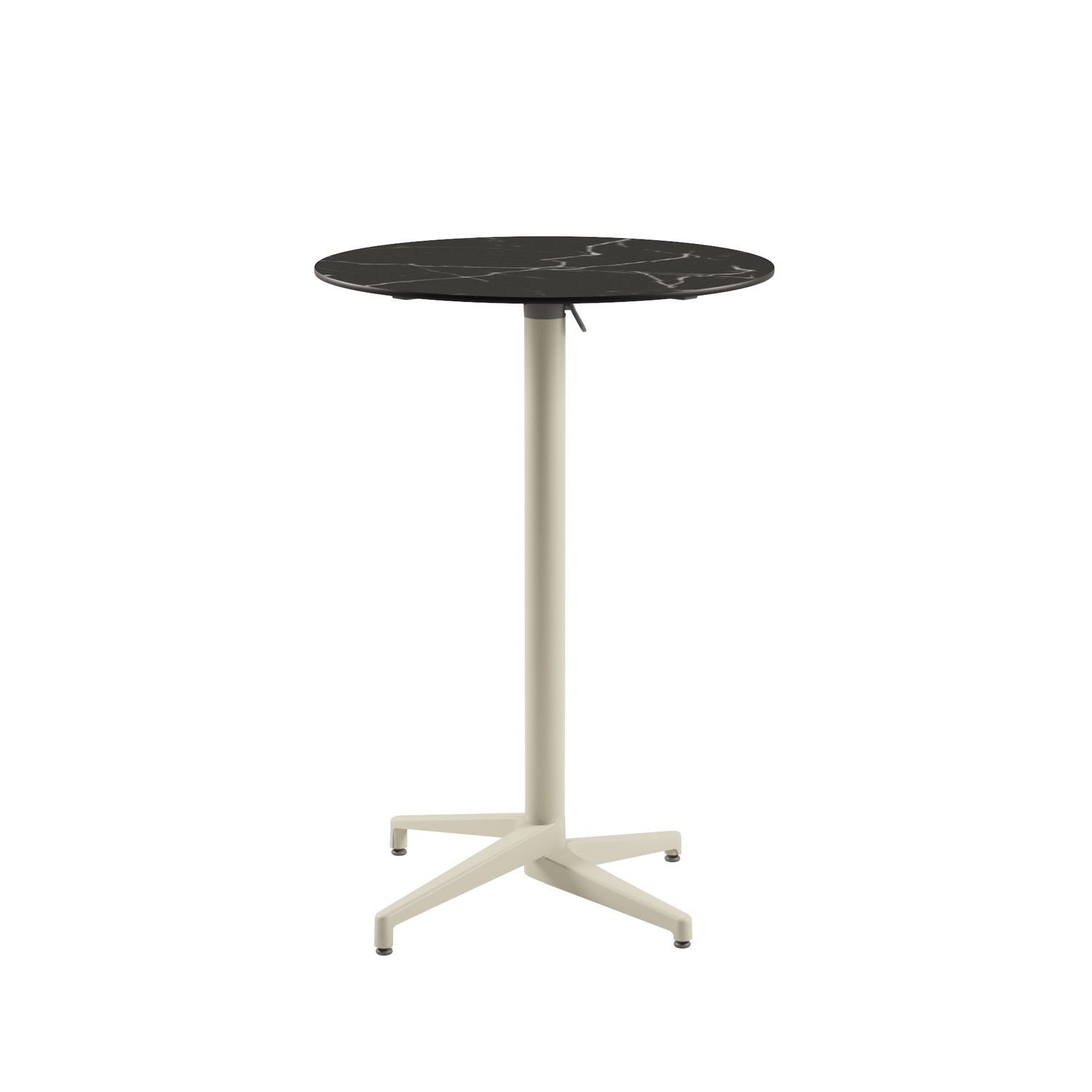 Compact Paslanmaz Katlanır Mutfak Bar Masası – 77 cm Çap, Siyah Mermer Desenli, Bej Renk Ayaklı, Dayanıklı ve Şık Tasarım, Dış Mekan ve İç Mekan Kullanımı İçin İdeal