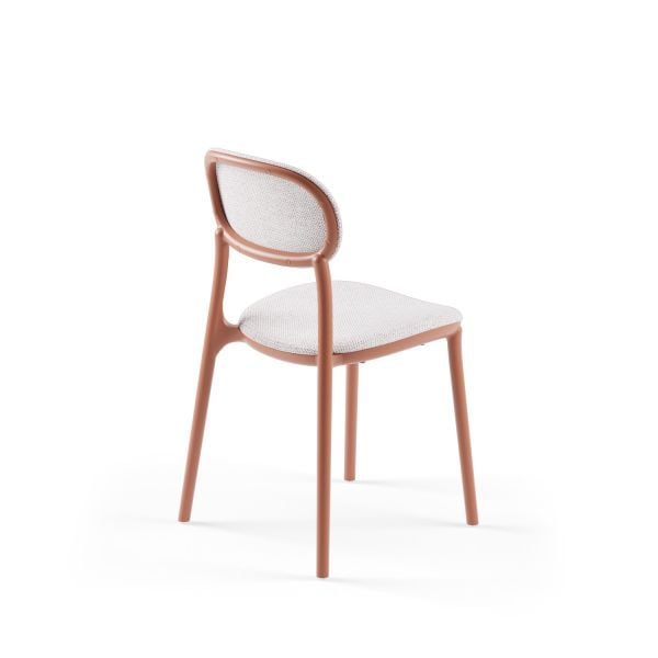 Mutfak Sandalyesi Kiremit Plastik Krem Kumaşlı Modern