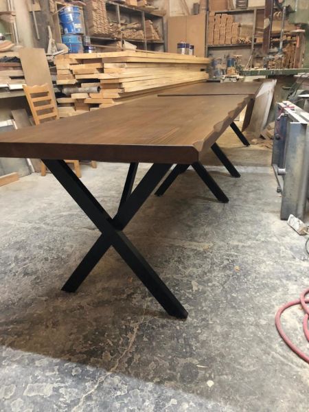 80x180 Göknar Ağacı Ceviz Ahşap Kütük Salon Masası
