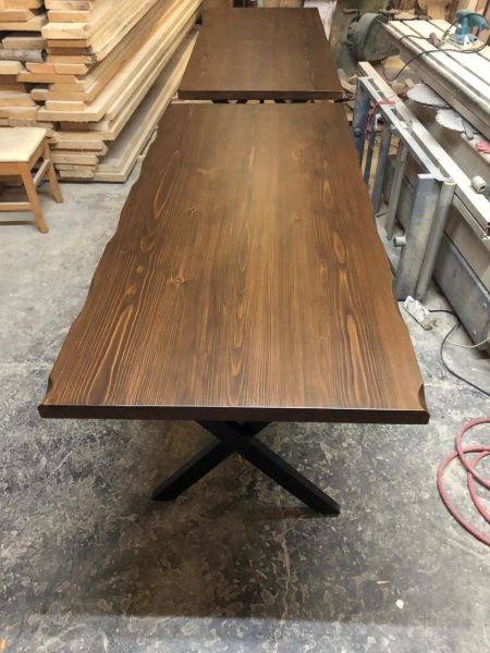 80x180 Göknar Ağacı Ceviz Ahşap Kütük Salon Masası