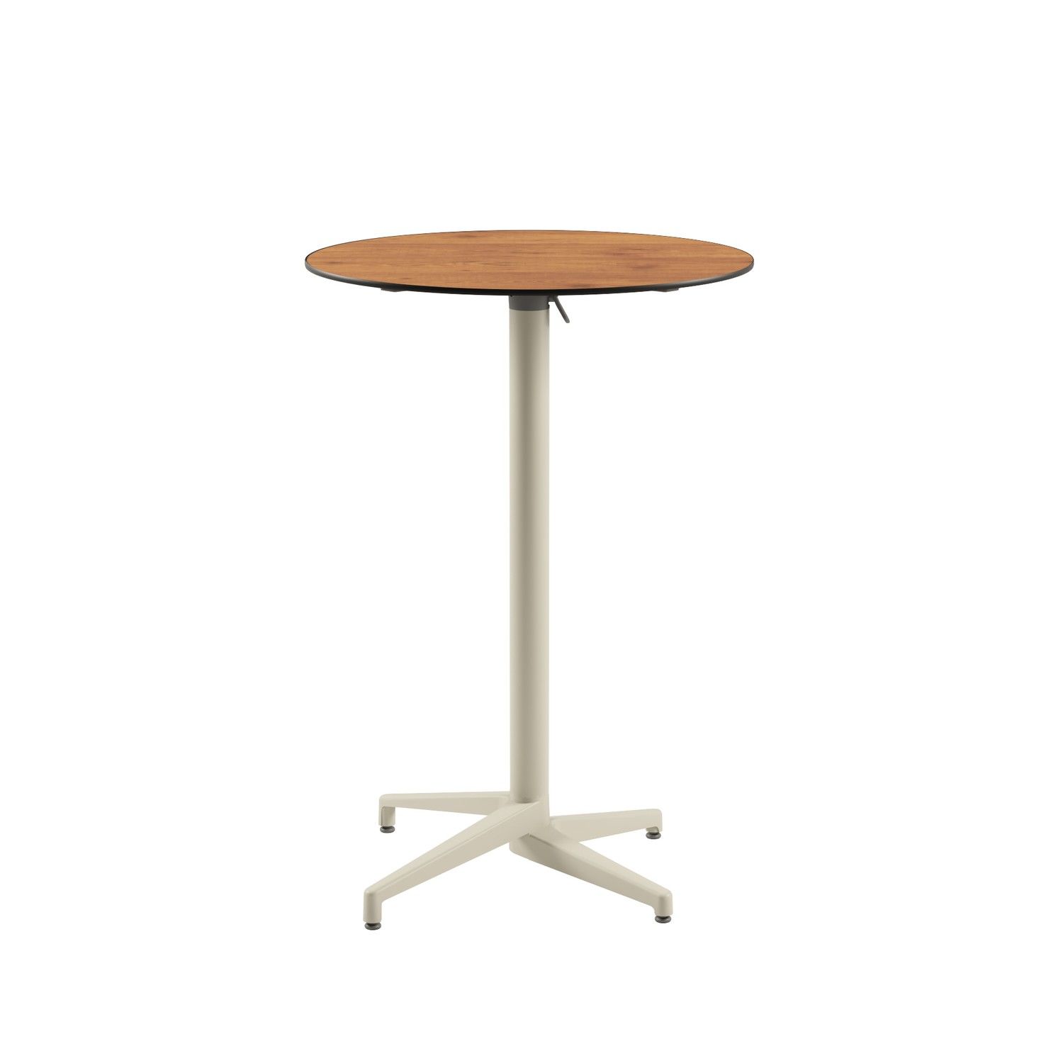 Compact Paslanmaz Katlanır Otel Bar Masası - 77 cm Yuvarlak Bej Ayaklı, Novecento Ahşap Laminat Üst, Dış Mekan ve İç Mekan Kullanımı, Dayanıklı, Kolay Temizlenebilir