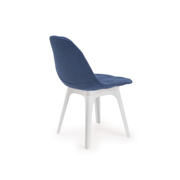 Poliproplen Plastik Beyaz Ayak Ortopedik Oturumlu Mavi Kumaş Hafif Mutfak Sandalyesi
