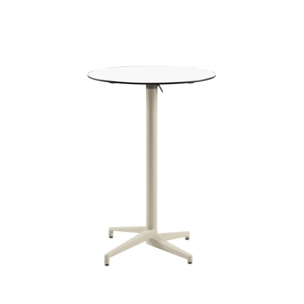Compact Paslanmaz Bistro Kokteyl Katlanır Bahçe Bar Masası – Beyaz Laminat, 77 cm Çap, Dış Mekan ve İç Mekan Kullanımına Uygun, Dayanıklı ve Katlanabilir