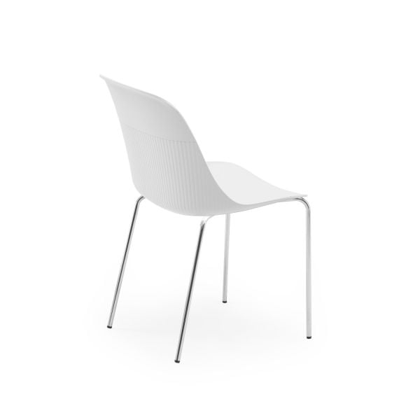 Krom Metal Ayak Beyaz Plastik Mutfak ve Cafe Sandalyesi