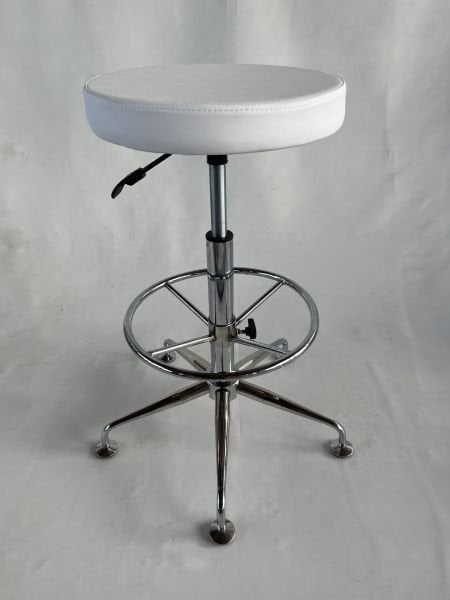 Tekerleksiz Amortisörlü Beyaz Deri Ekstra Yüksek Bar Taburesi