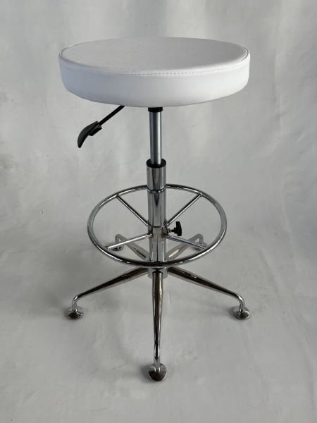 Tekerleksiz Amortisörlü Beyaz Deri Ekstra Yüksek Bar Taburesi