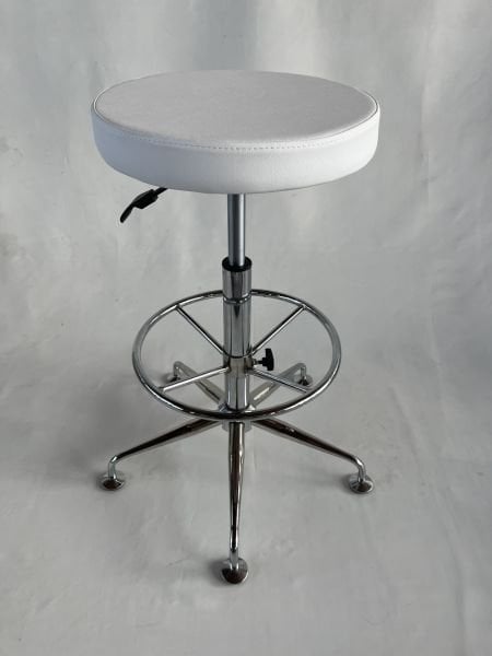 Tekerleksiz Amortisörlü Beyaz Deri Ekstra Yüksek Bar Taburesi