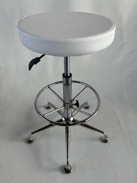 Tekerleksiz Amortisörlü Beyaz Deri Ekstra Yüksek Bar Taburesi