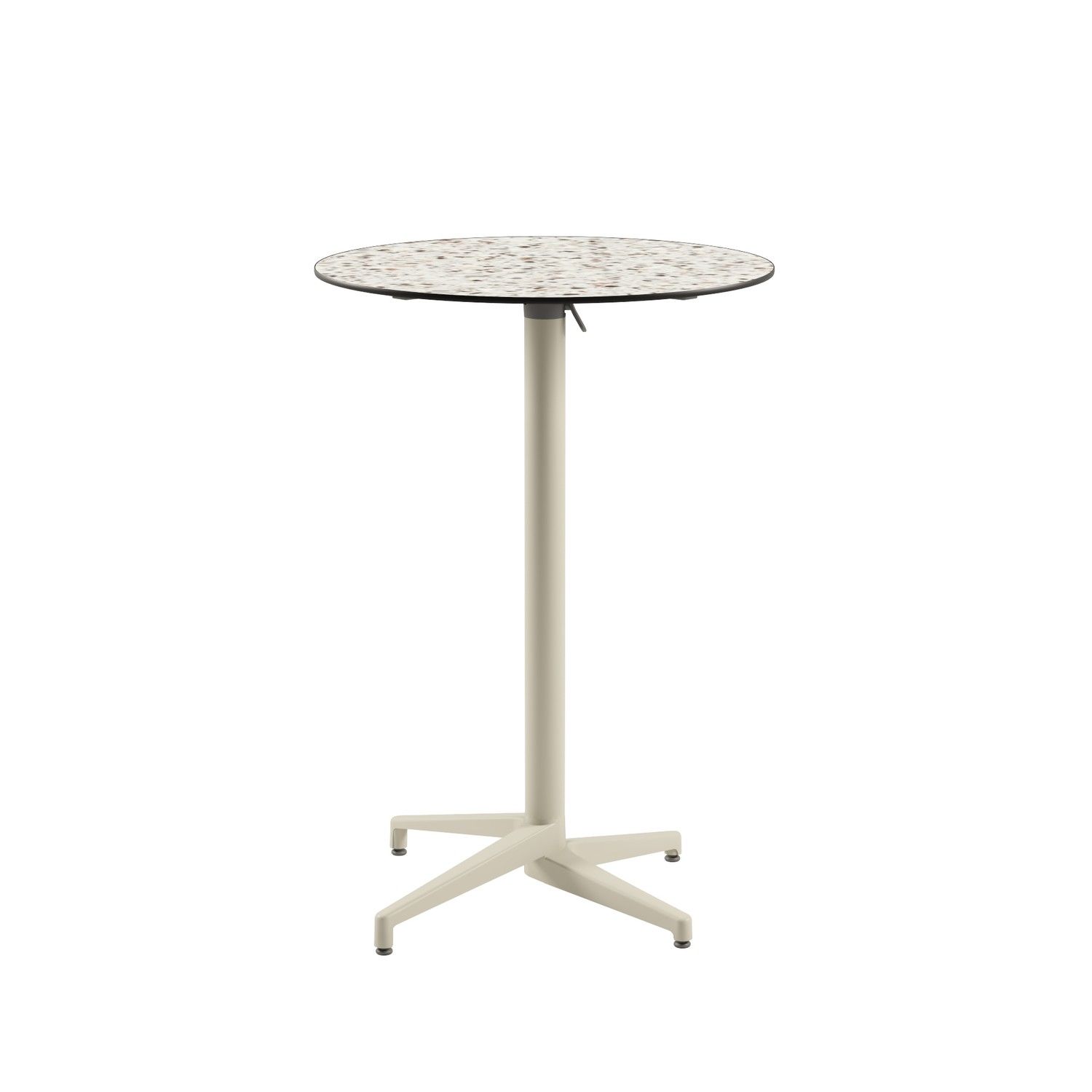 Compact Paslanmaz Katlanabilir Bistro Bar Masası - Terrazzo Mermer Desenli Üst Tabla, Dış Mekan ve Otel Bahçesi Kullanımı için 77 cm Çap