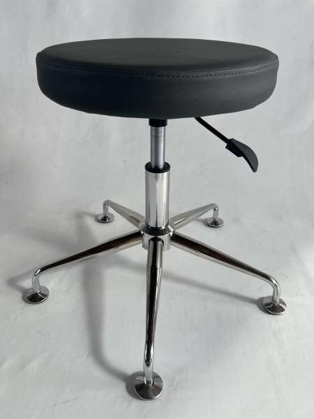 Pulsar Antrasit Deri Amortisörlü Tekerleksiz Tabure