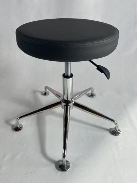 Pulsar Antrasit Deri Amortisörlü Tekerleksiz Tabure