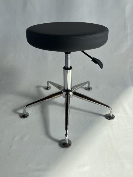 Pulsar Antrasit Deri Amortisörlü Tekerleksiz Tabure