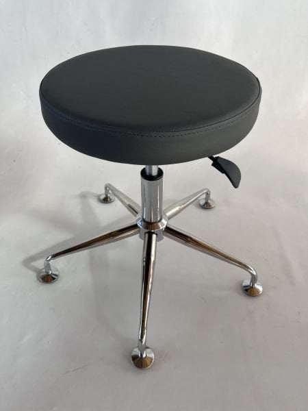 Pulsar Antrasit Deri Amortisörlü Tekerleksiz Tabure