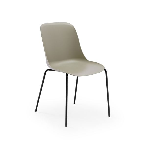 Siyah Metal Ayak Çimento Gri Plastik Mutfak Sandalyesi