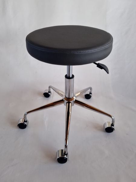 Antrasit Deri Amortisörlü Tekerlekli Tabure