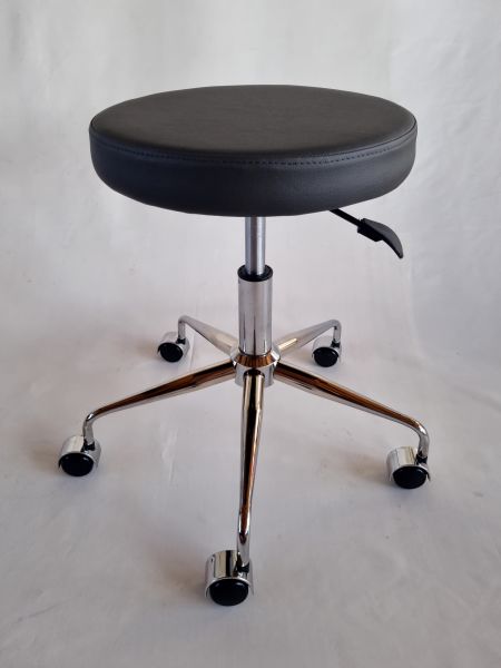 Antrasit Deri Amortisörlü Tekerlekli Tabure