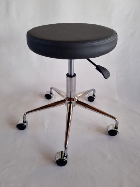 Antrasit Deri Amortisörlü Tekerlekli Tabure