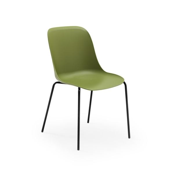 Haki Yeşil Plastik Sandalye Siyah Metal Ayak