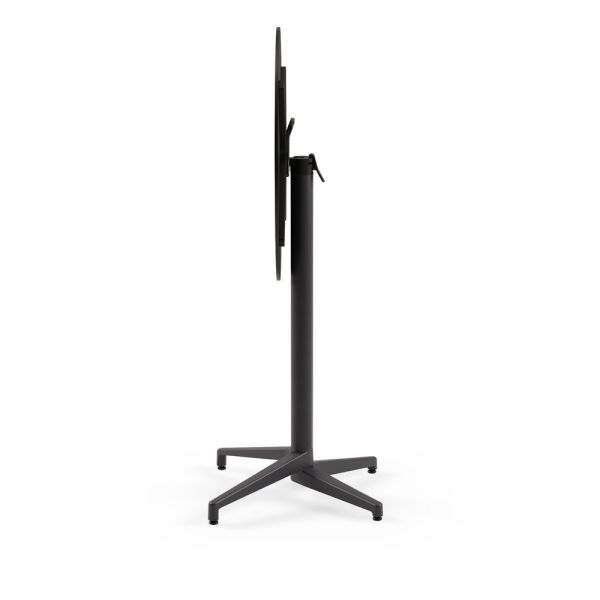 Compact Paslanmaz Katlanır Bistro Bar Masası, 77 cm Çap, Ahşap Novecento Desenli, Çizilmeye Çok Dayanıklı Bar Masa