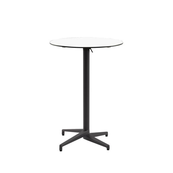 Compact Paslanmaz Bistro Kokteyl Katlanır Bahçe Bar Masası - Beyaz Laminat, Yuvarlak, 77 cm Çap, 111 cm Yükseklik, Çizilmeye Ve Isıya Dayanıklı Bar Masa