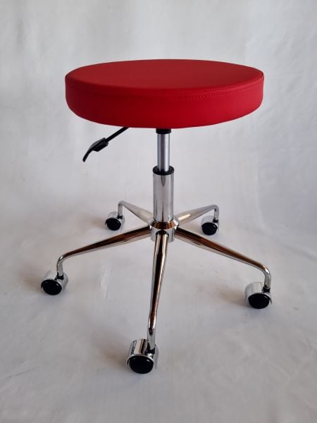 Pulsar Kırmızı Deri Tekerlekli Tabure Amortisörlü