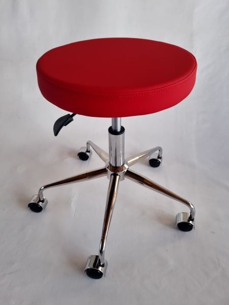 Pulsar Kırmızı Deri Tekerlekli Tabure Amortisörlü