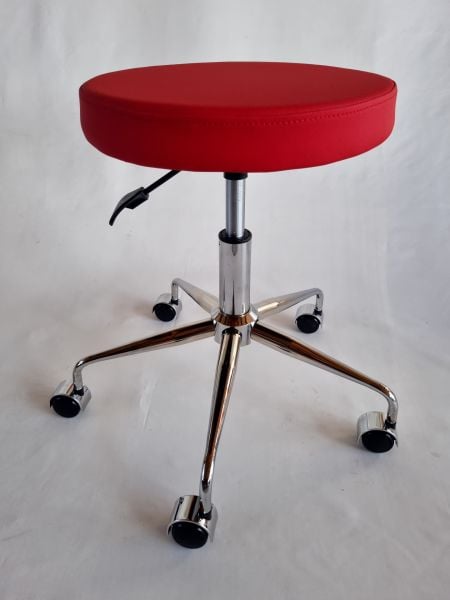 Pulsar Kırmızı Deri Tekerlekli Tabure Amortisörlü