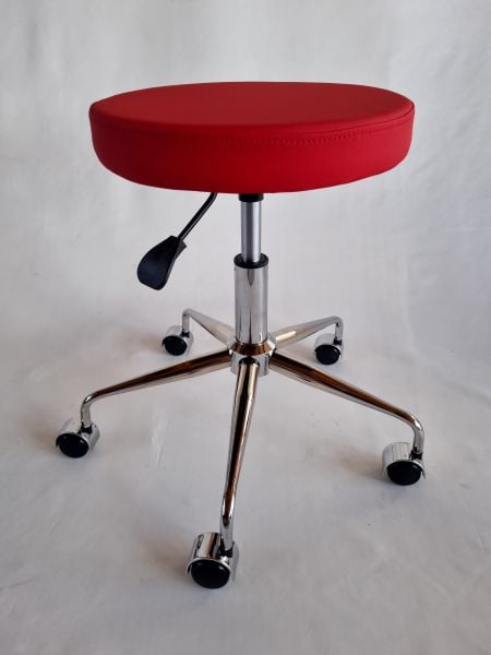 Pulsar Kırmızı Deri Tekerlekli Tabure Amortisörlü