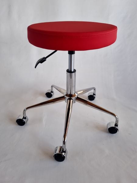 Pulsar Kırmızı Deri Tekerlekli Tabure Amortisörlü