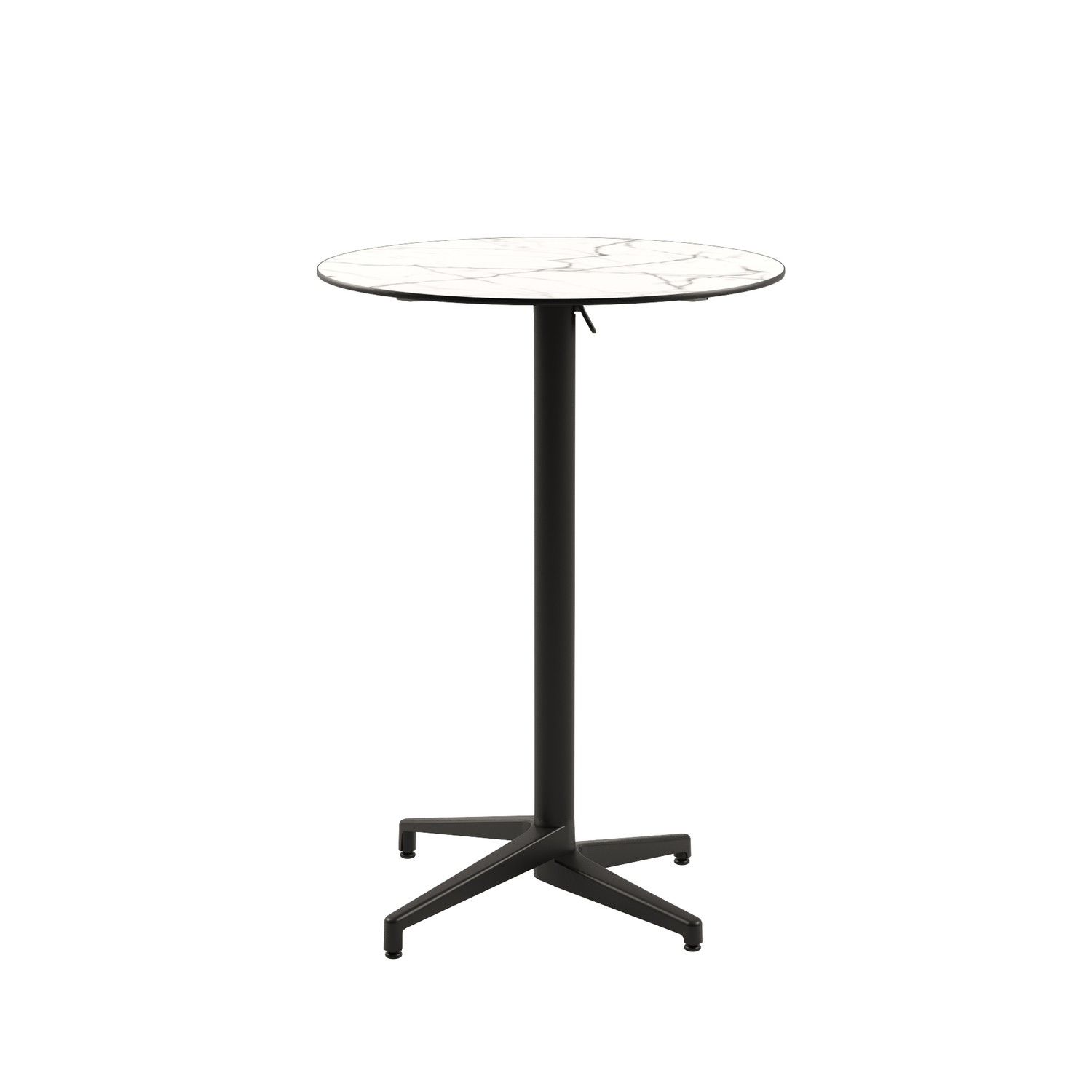 Compact Paslanmaz Katlanır Bistro Mutfak Bar Masası | Mermer Desenli, Dış Mekan, 77 cm Yuvarlak